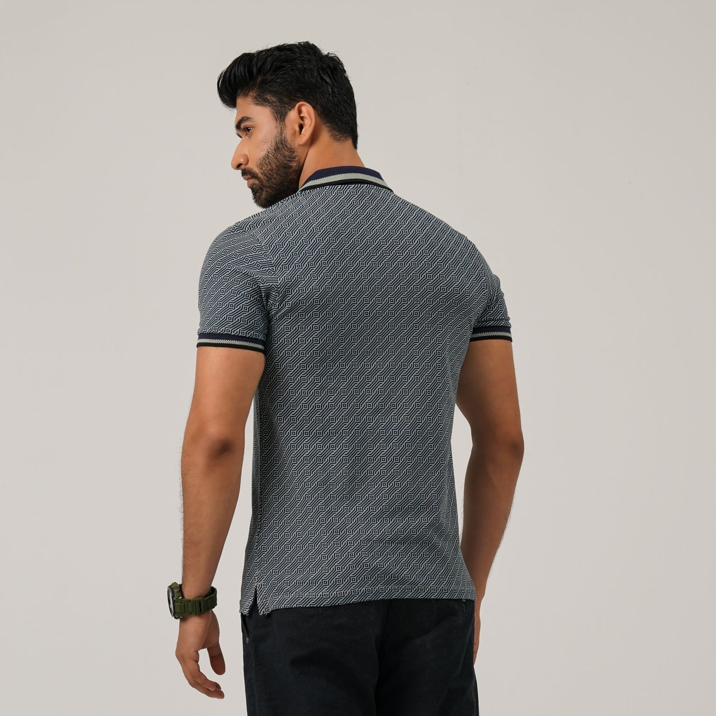 Mens Aop Light Green Polo