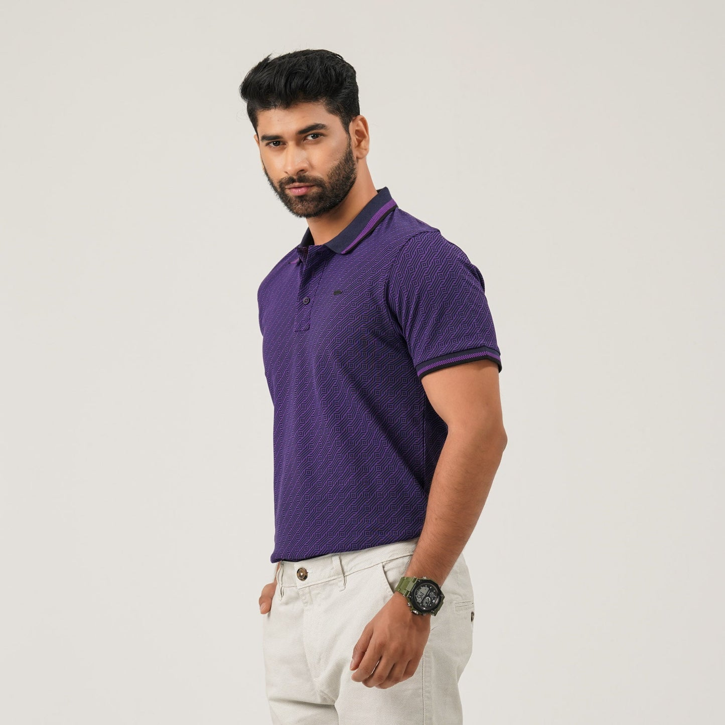 Mens Purple Aop Polo