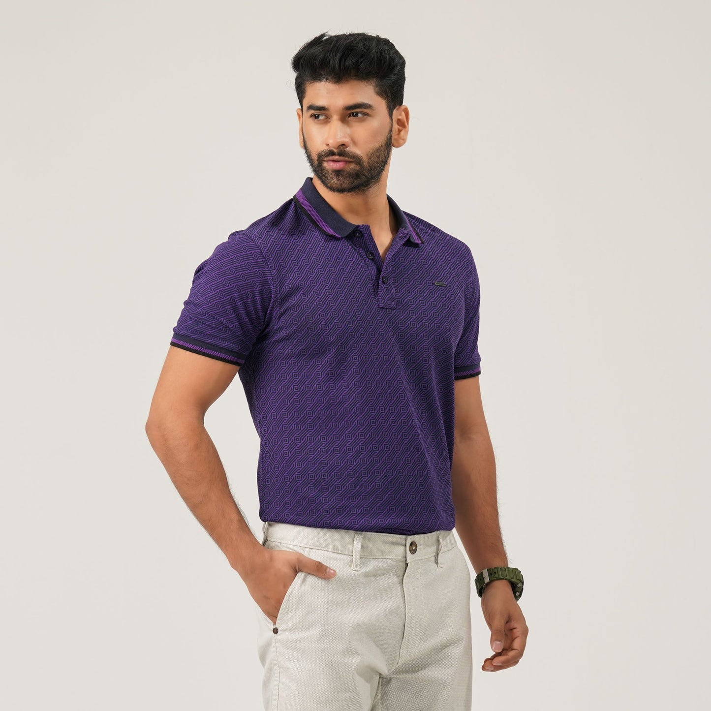 Mens Purple Aop Polo