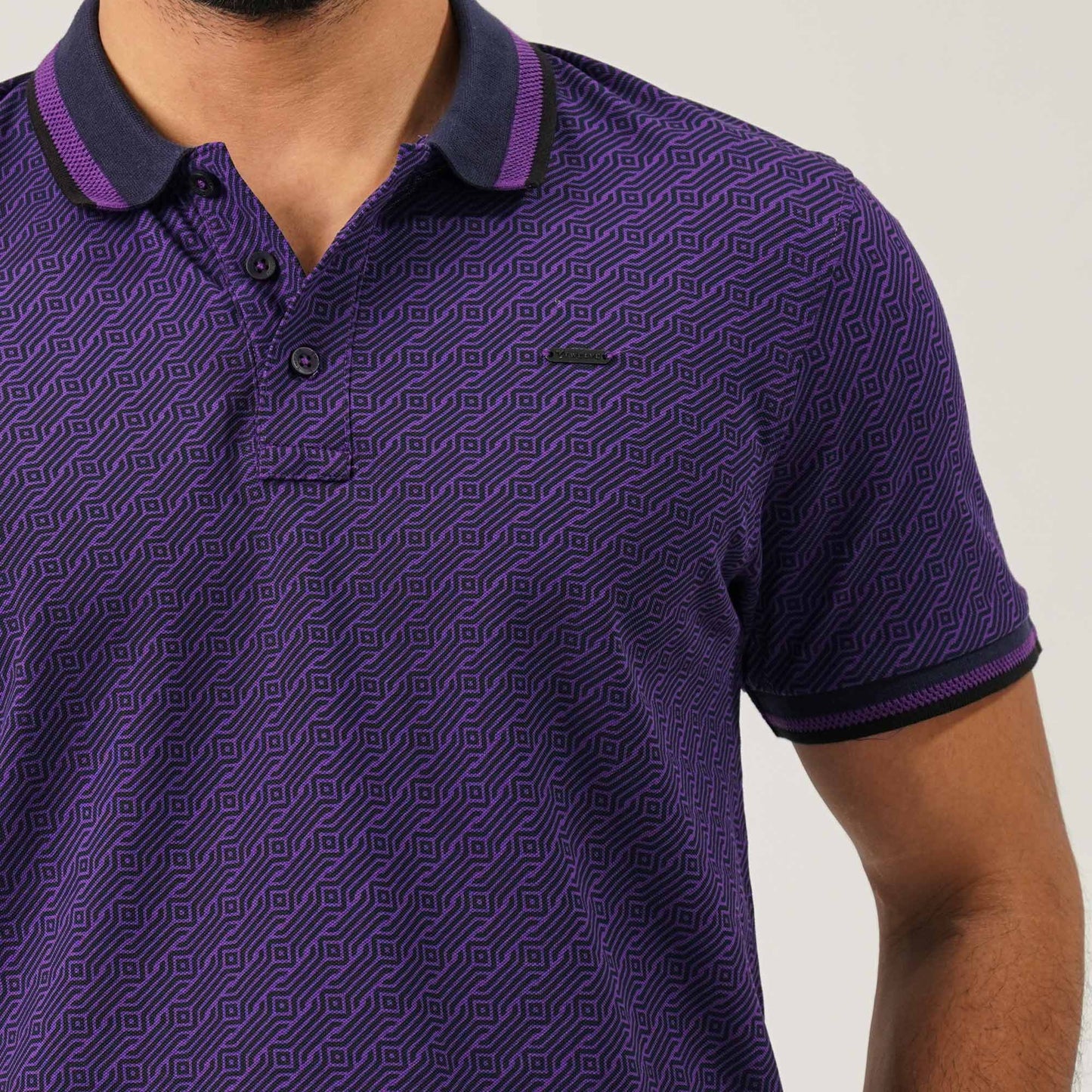 Mens Purple Aop Polo