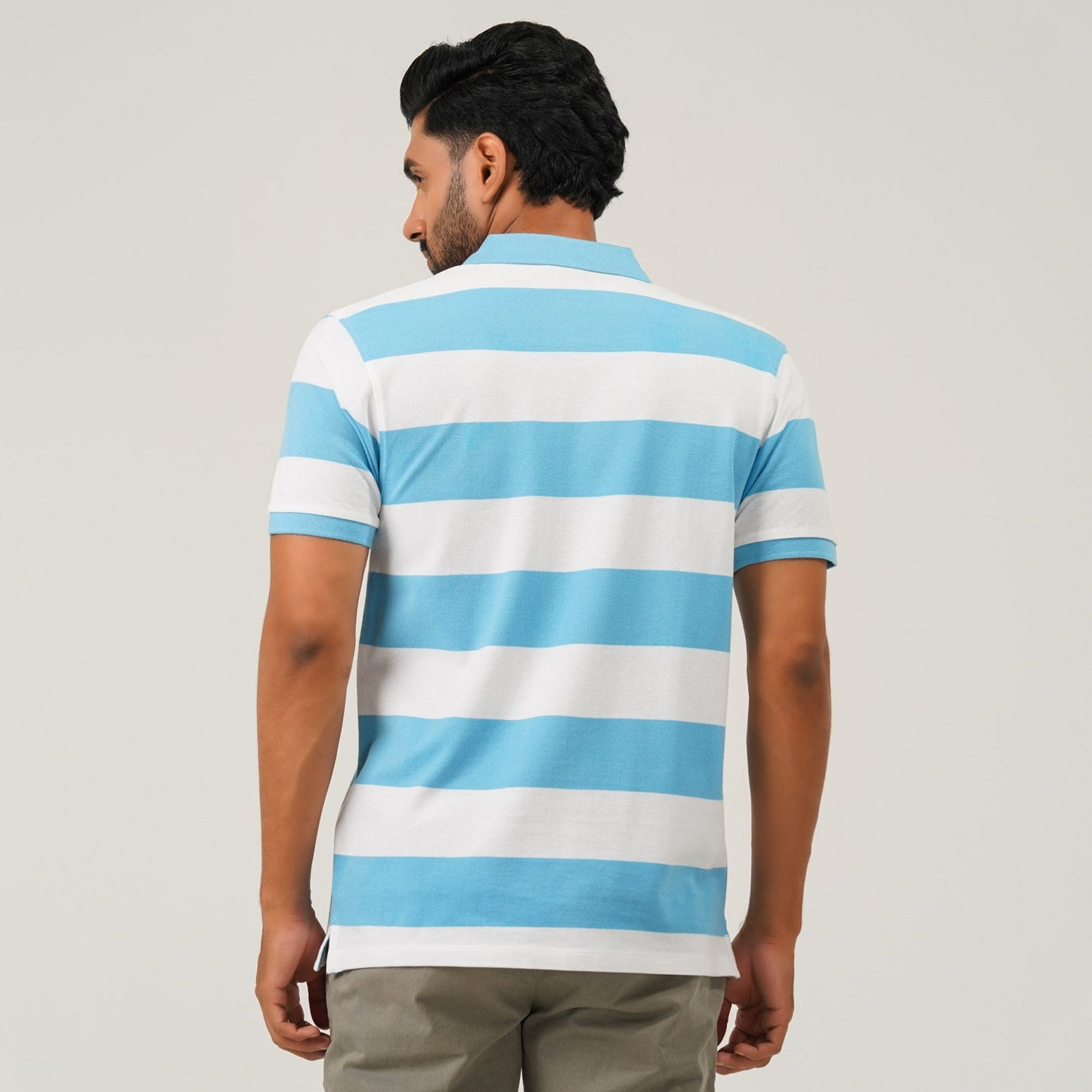 Mens White & Blue Polo