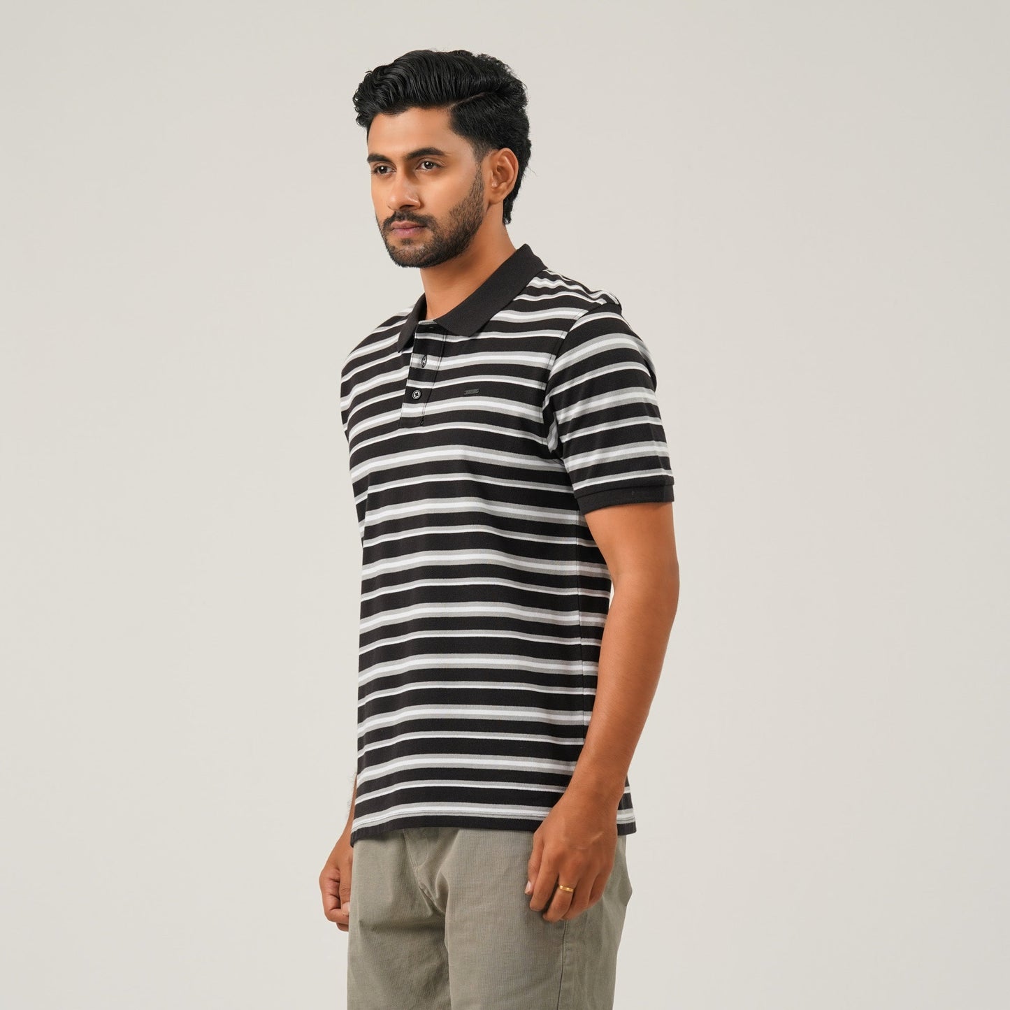 Mens Black & White Polo