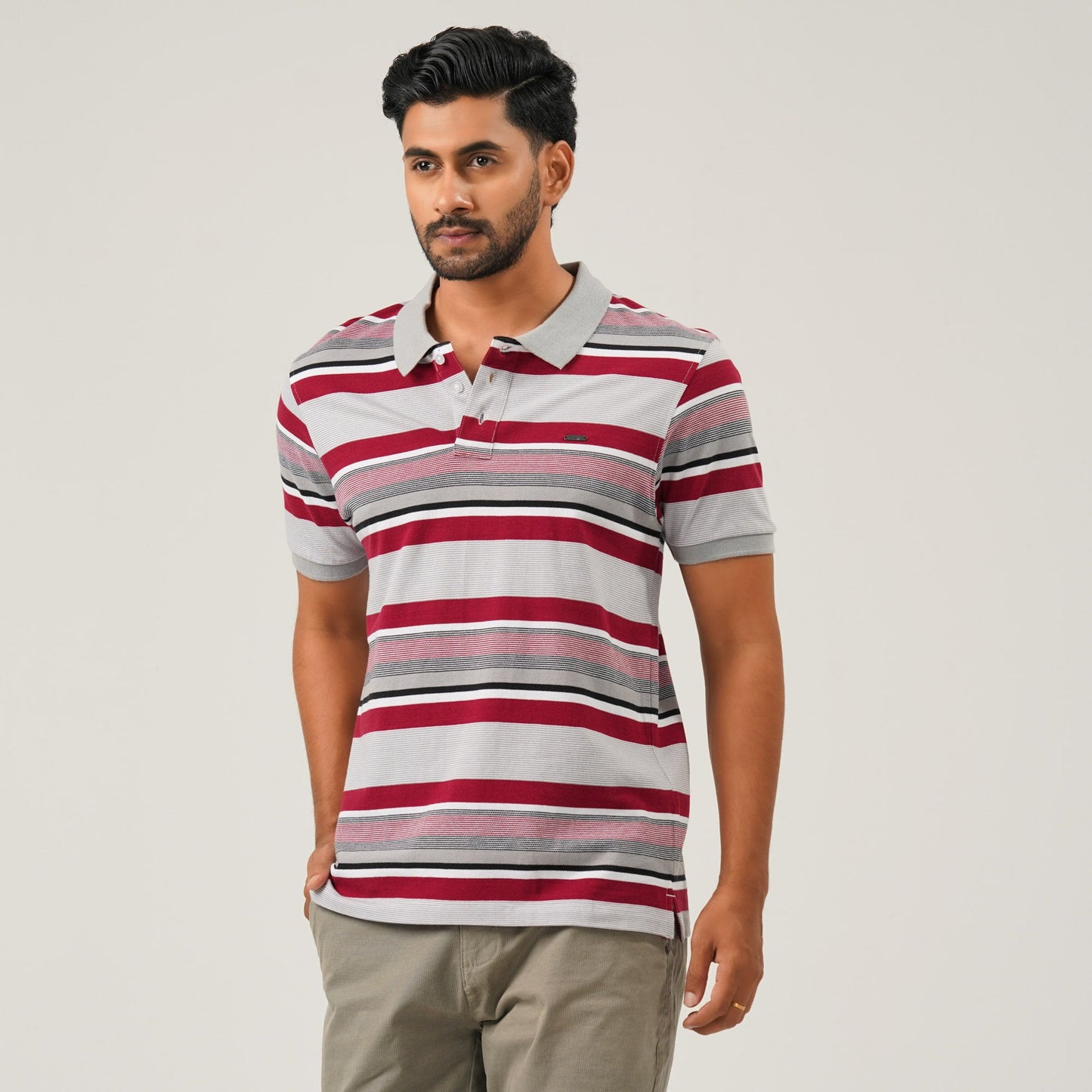 Mens Maroon & Grey Polo