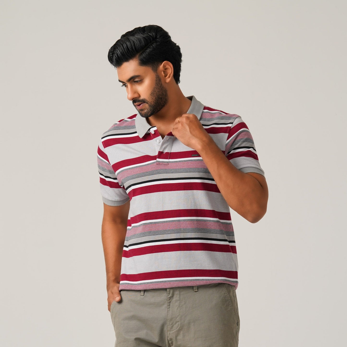 Mens Maroon & Grey Polo