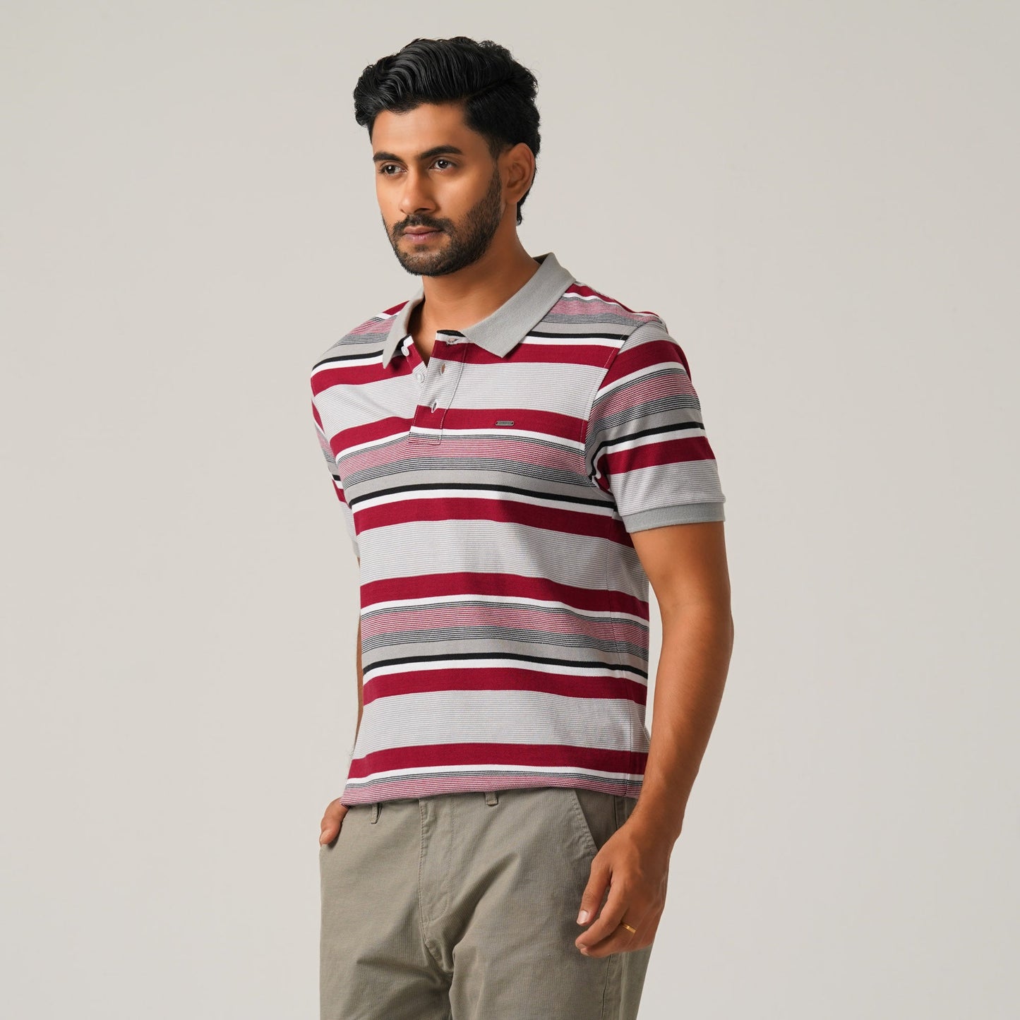 Mens Maroon & Grey Polo