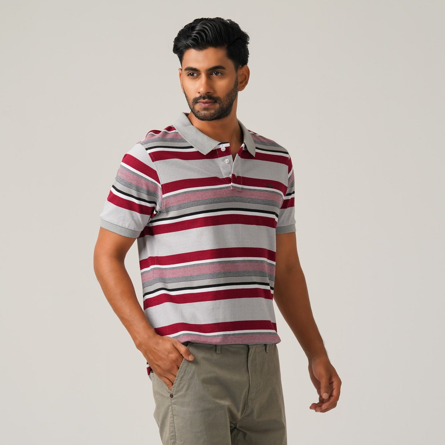 Mens Maroon & Grey Polo