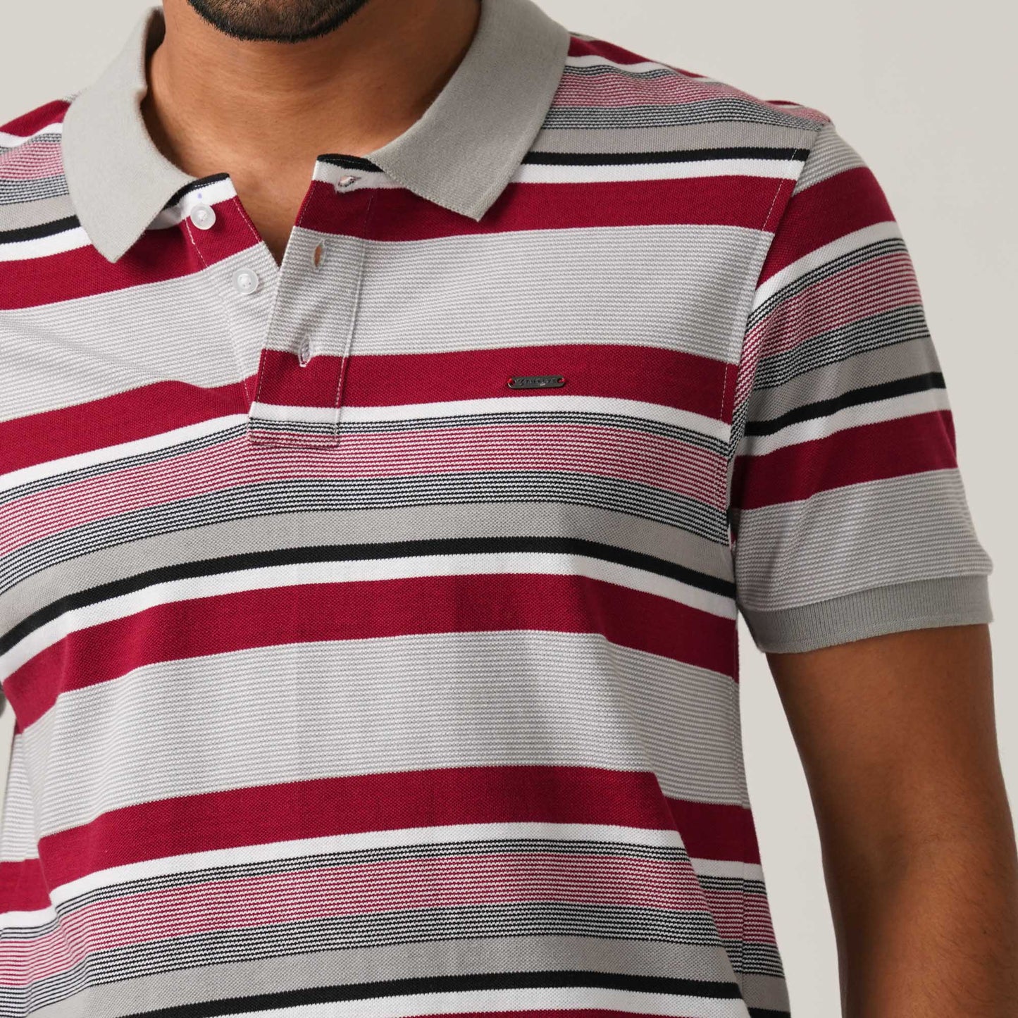 Mens Maroon & Grey Polo