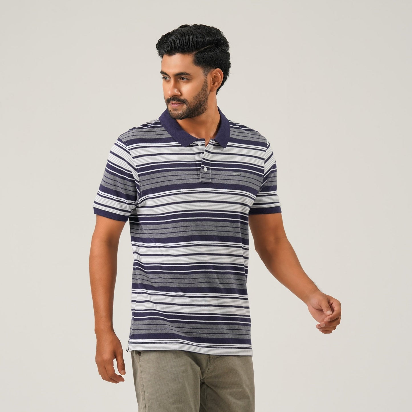 Mens Navy & White Polo