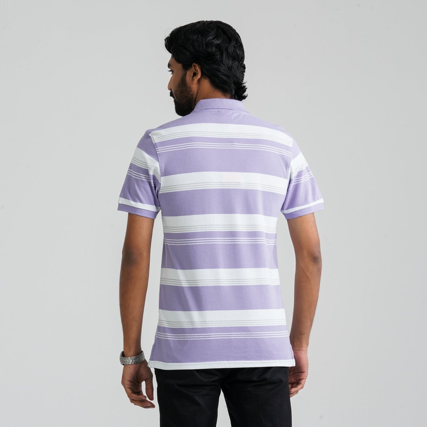 Men Purple & White Cotton Polo