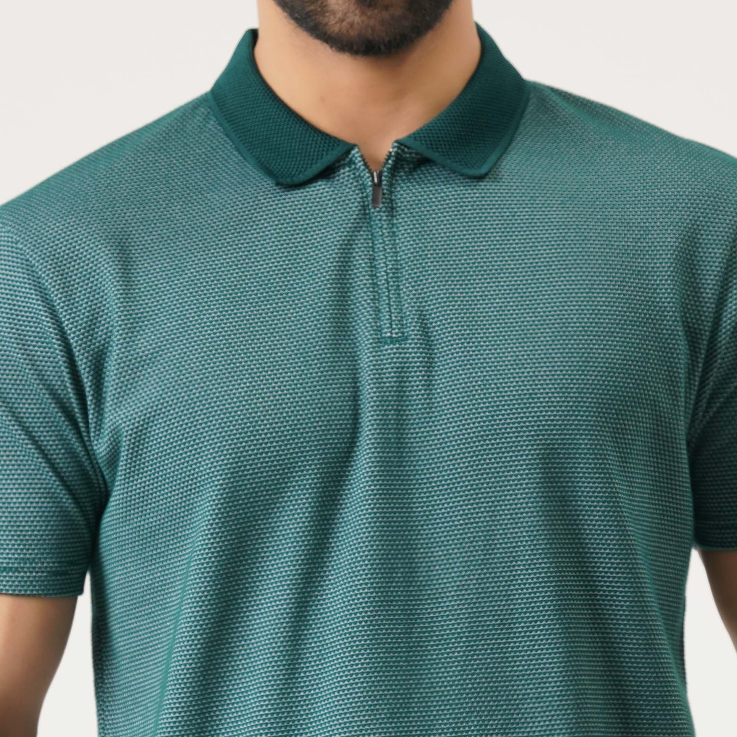 Mens Green & White Polo Shirt