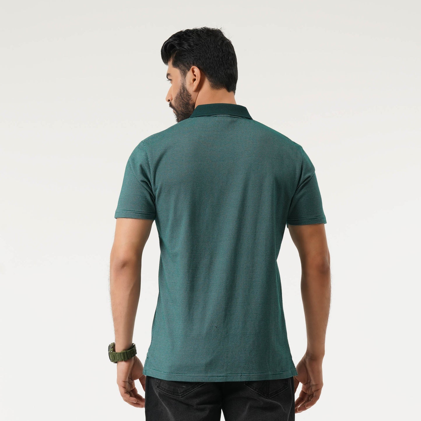 Mens Green & White Polo Shirt