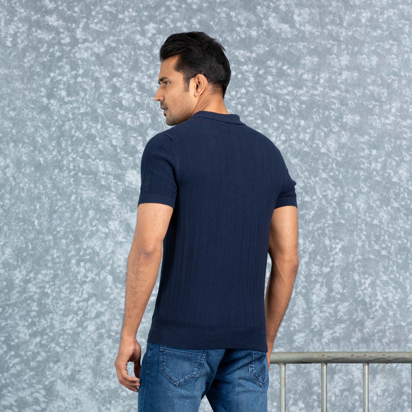 Men’s Navy Jacquard Polo