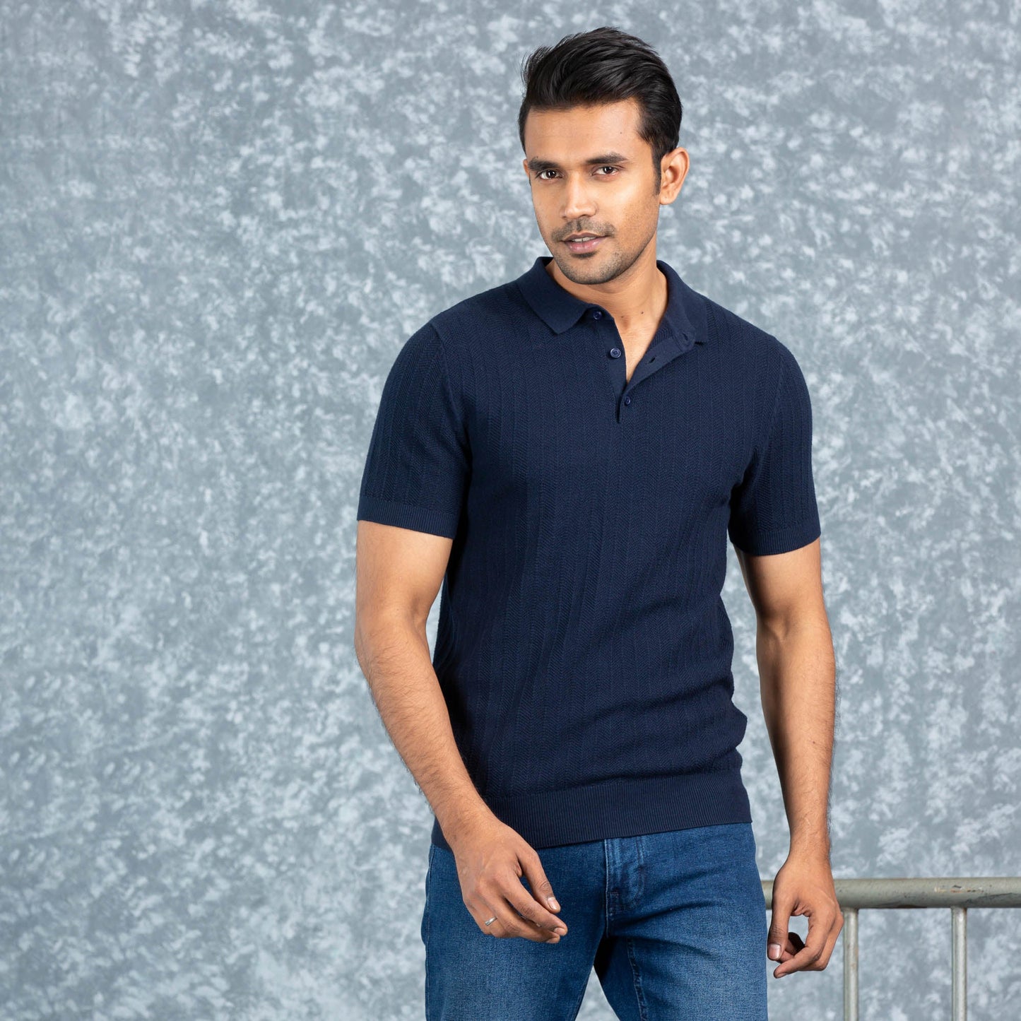 Men’s Navy Jacquard Polo
