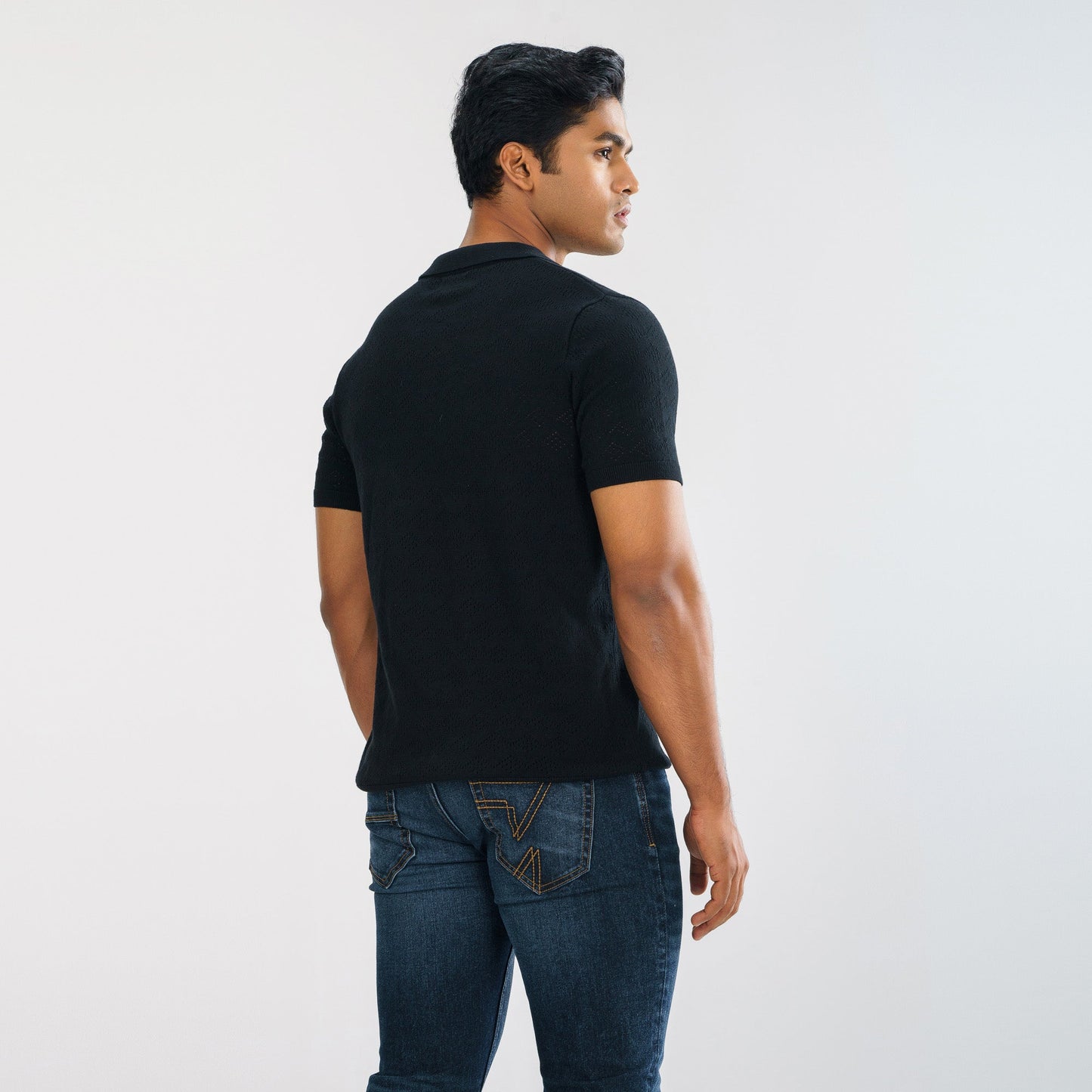 Mens Black Sweater Polo