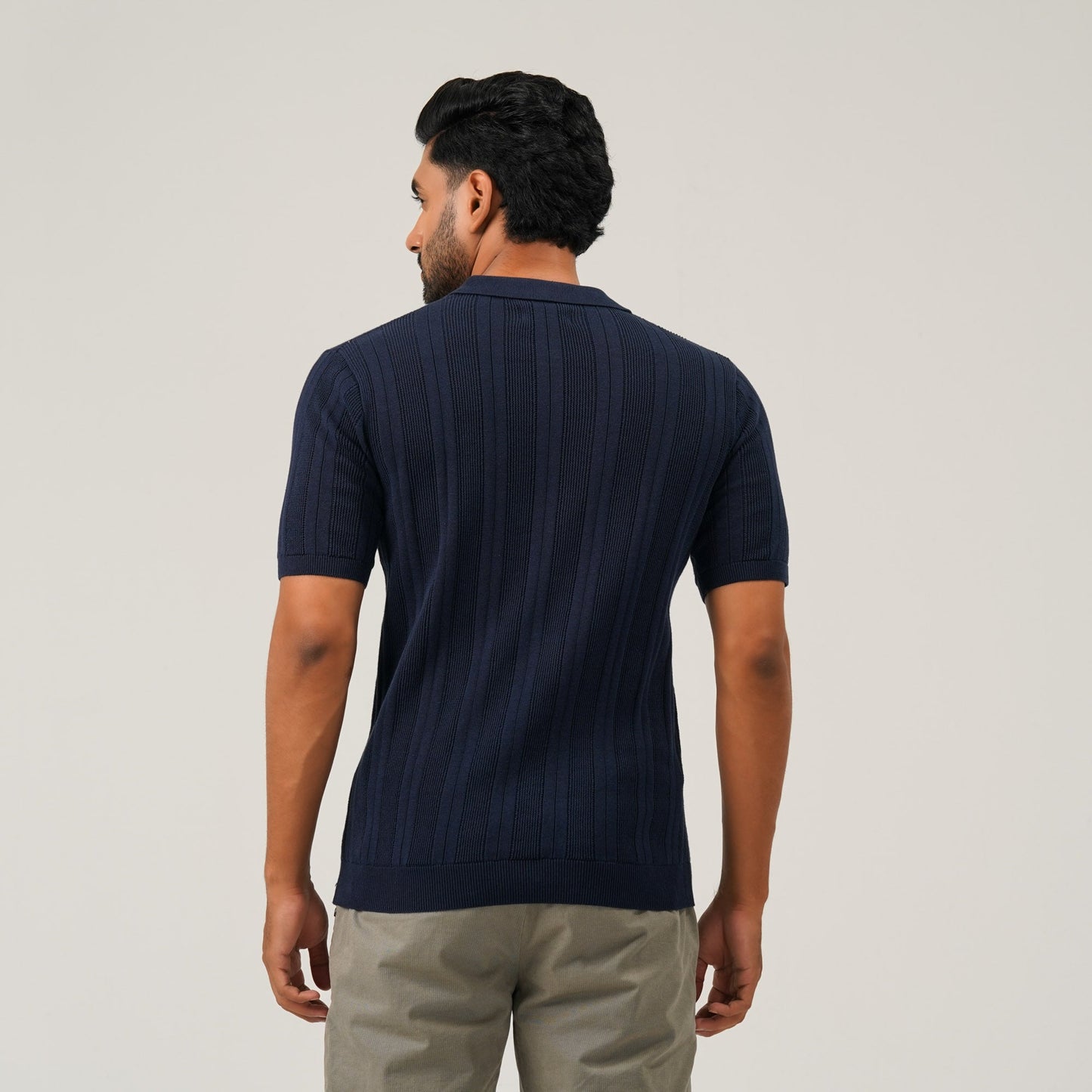 Mens Navy Knit Polo