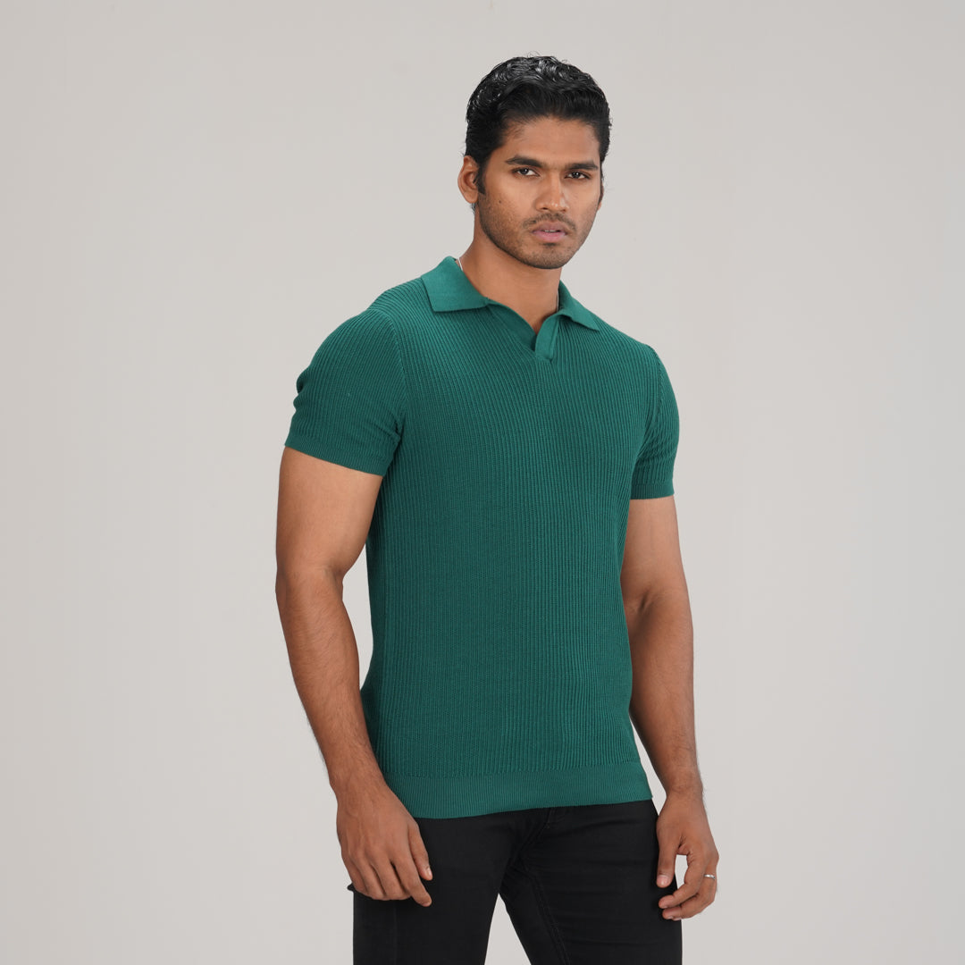 Mens Green Sweater Polo