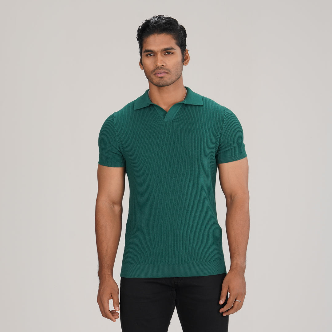 Mens Green Sweater Polo