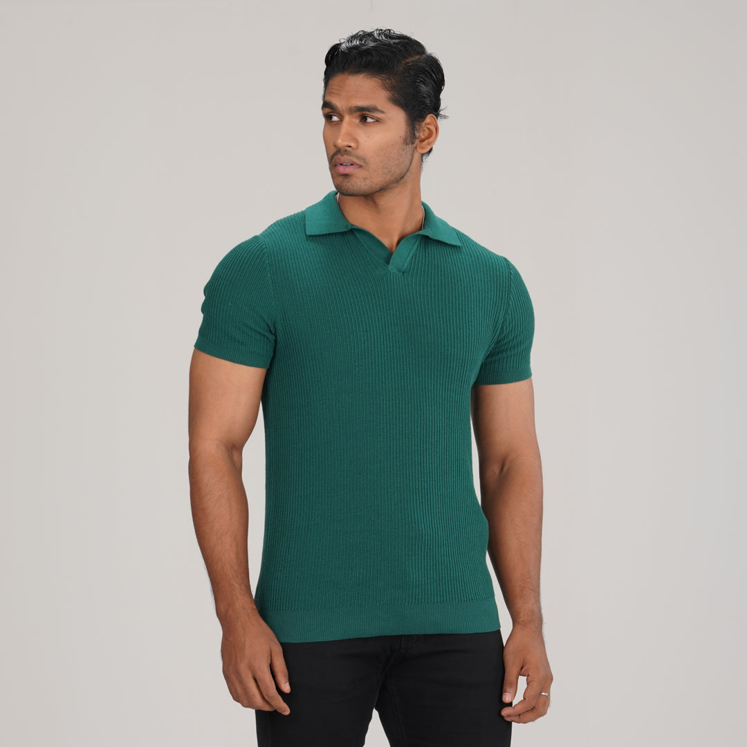 Mens Green Sweater Polo