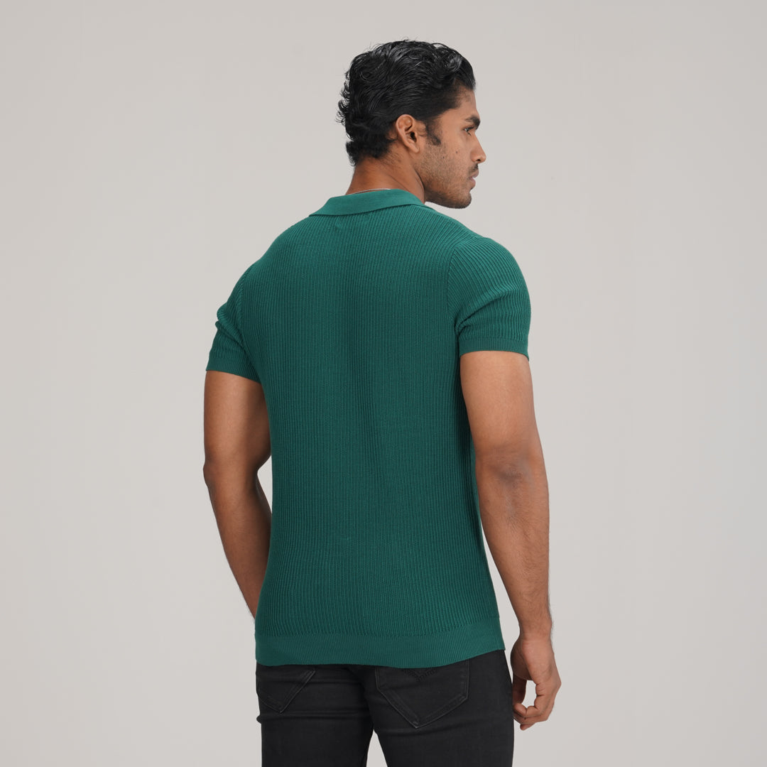 Mens Green Sweater Polo