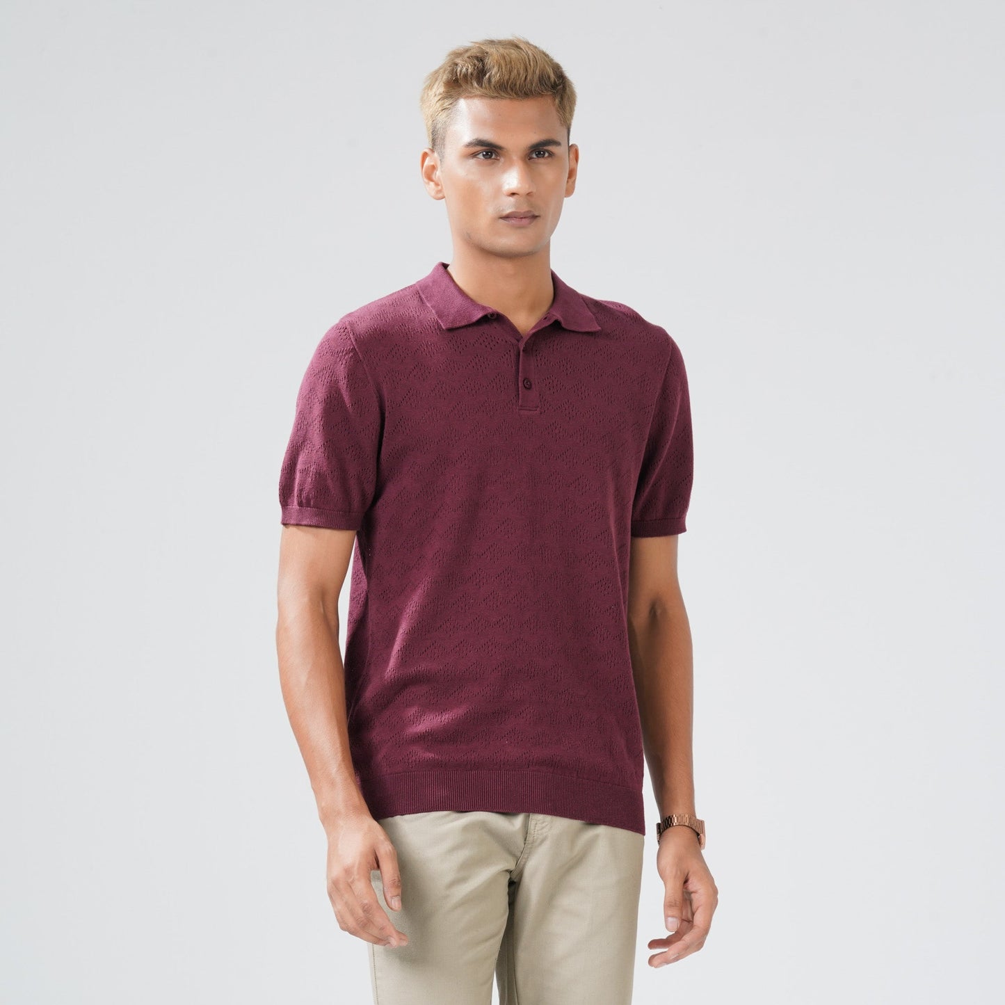 Mens Maroon Sweater Polo