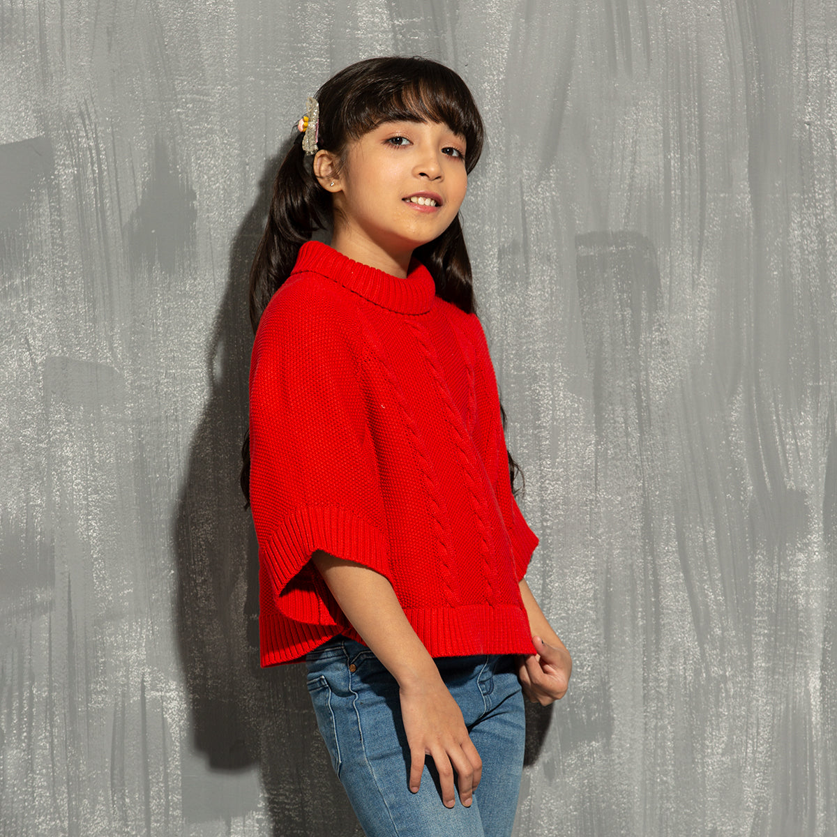 Girls Poncho- Red