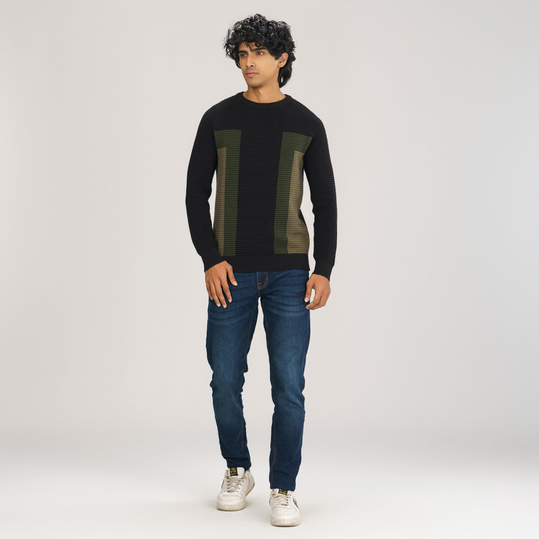 Men's Black & Olive Sweater Pullover