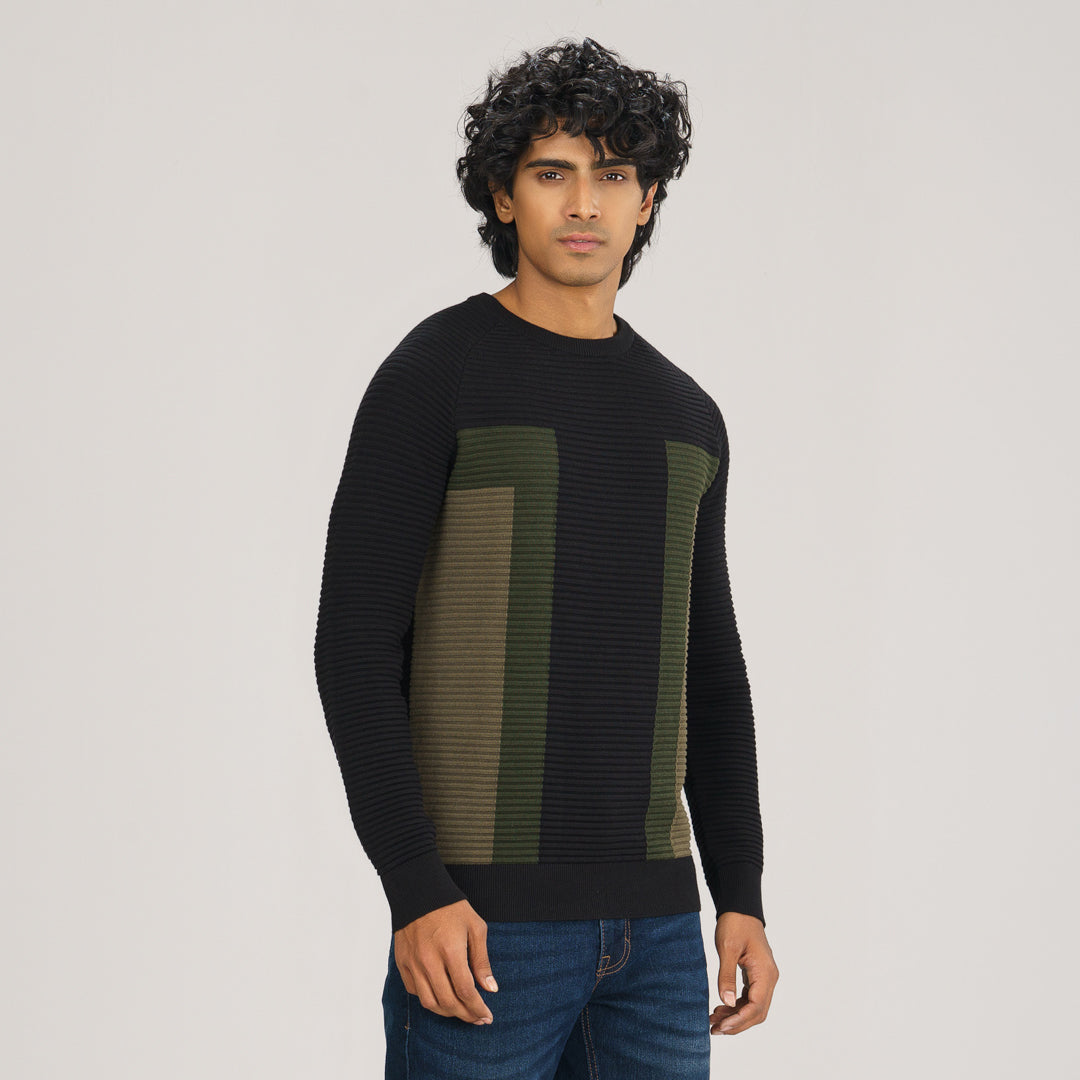Men's Black & Olive Sweater Pullover