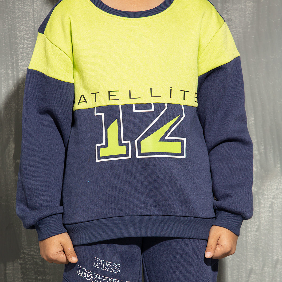 Boys Sweatshirt- Navy & Neon