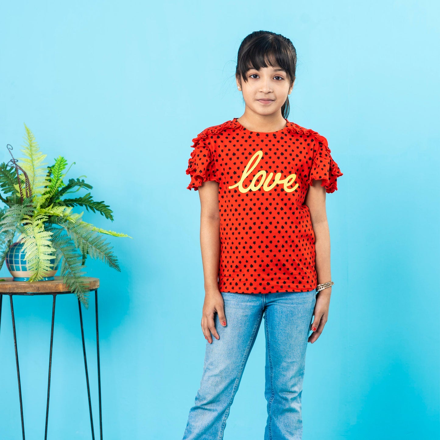 Girls' Red Print T-Shirt