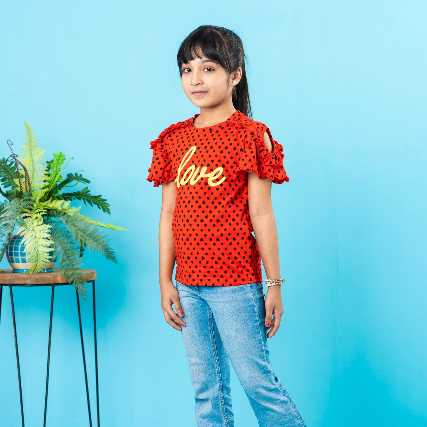Girls' Red Print T-Shirt