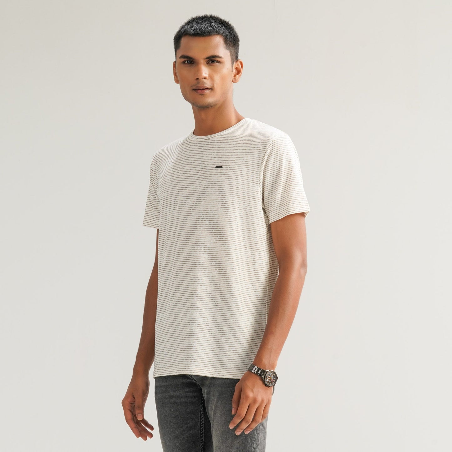 Mens White Brown T-Shirt