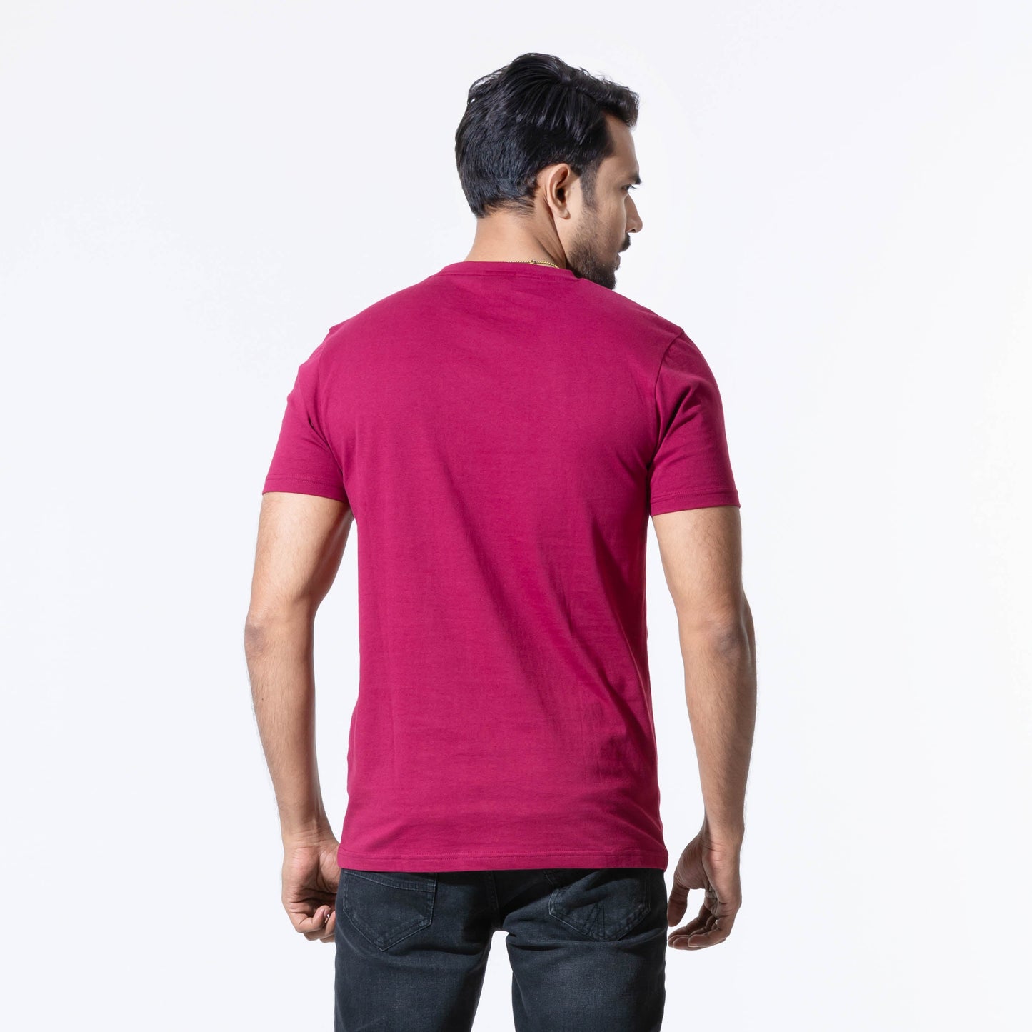 Mens Maroon Basic T-Shirt