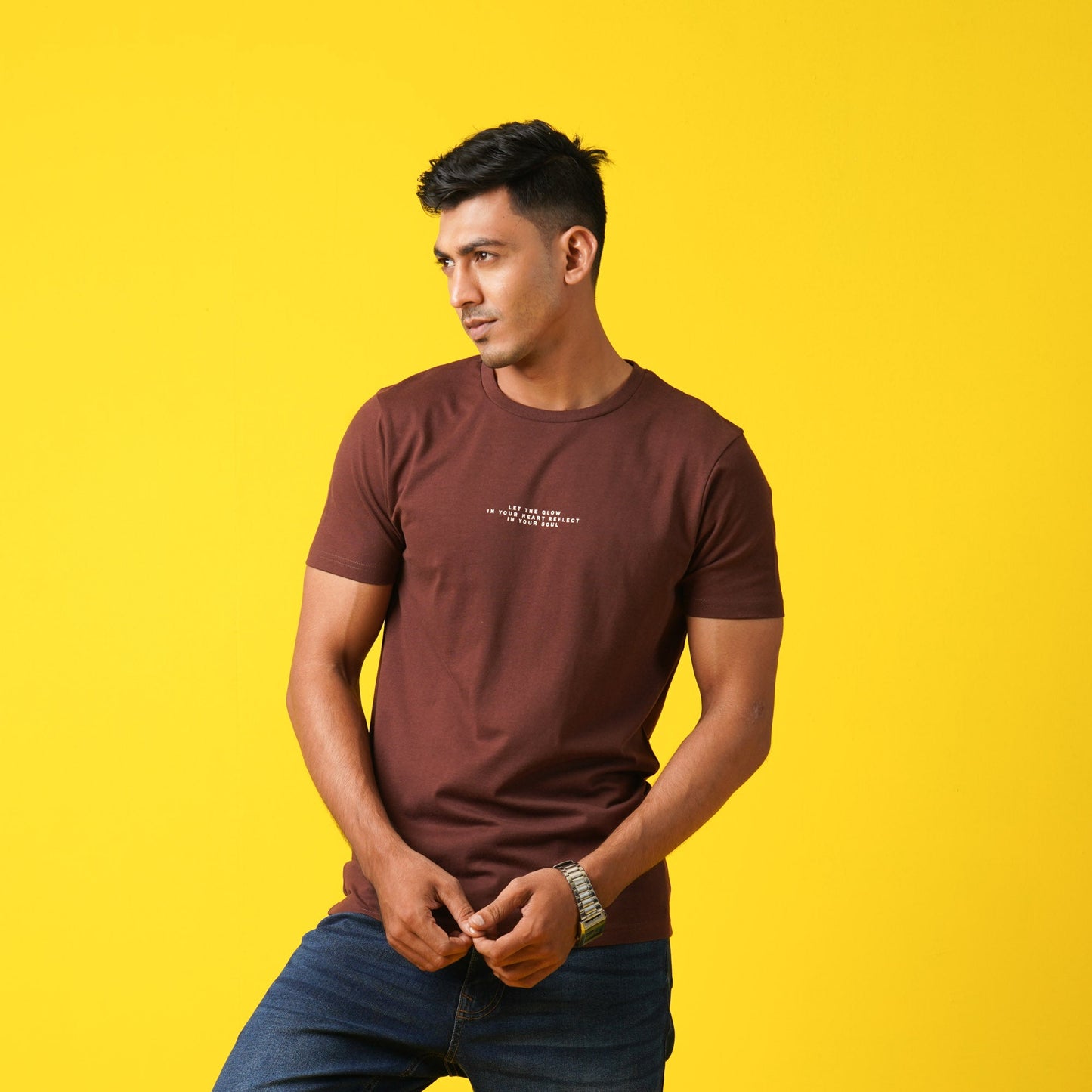 MENS T- SHIRT-DARK BROWN