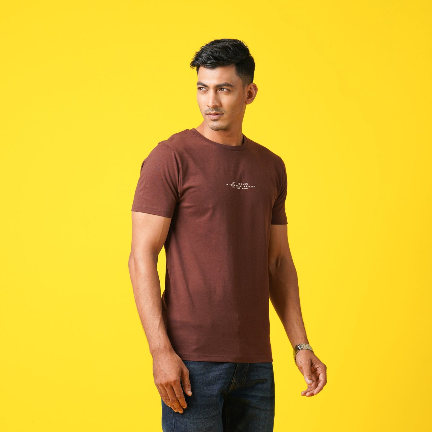 MENS T- SHIRT-DARK BROWN