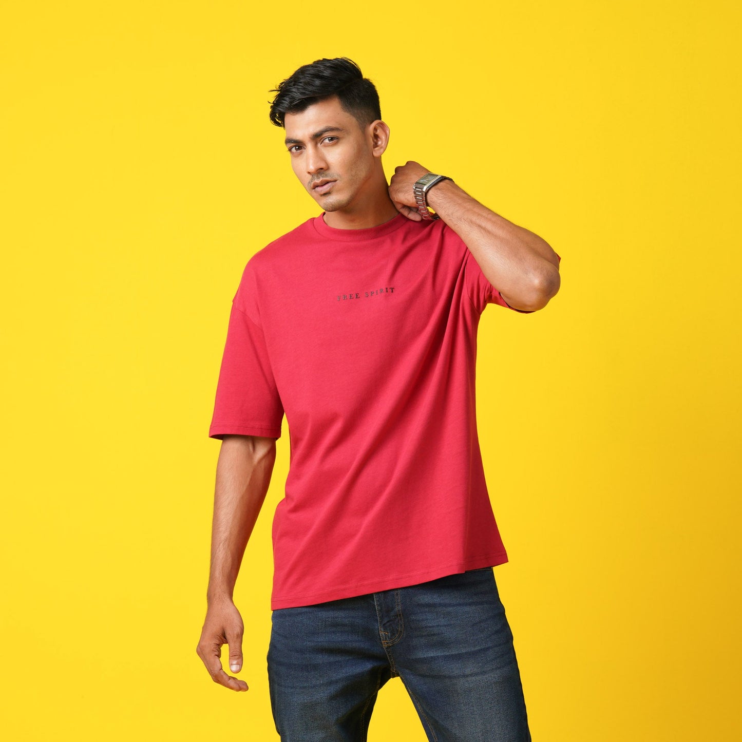 MENS T- SHIRT-VINTAGE RED
