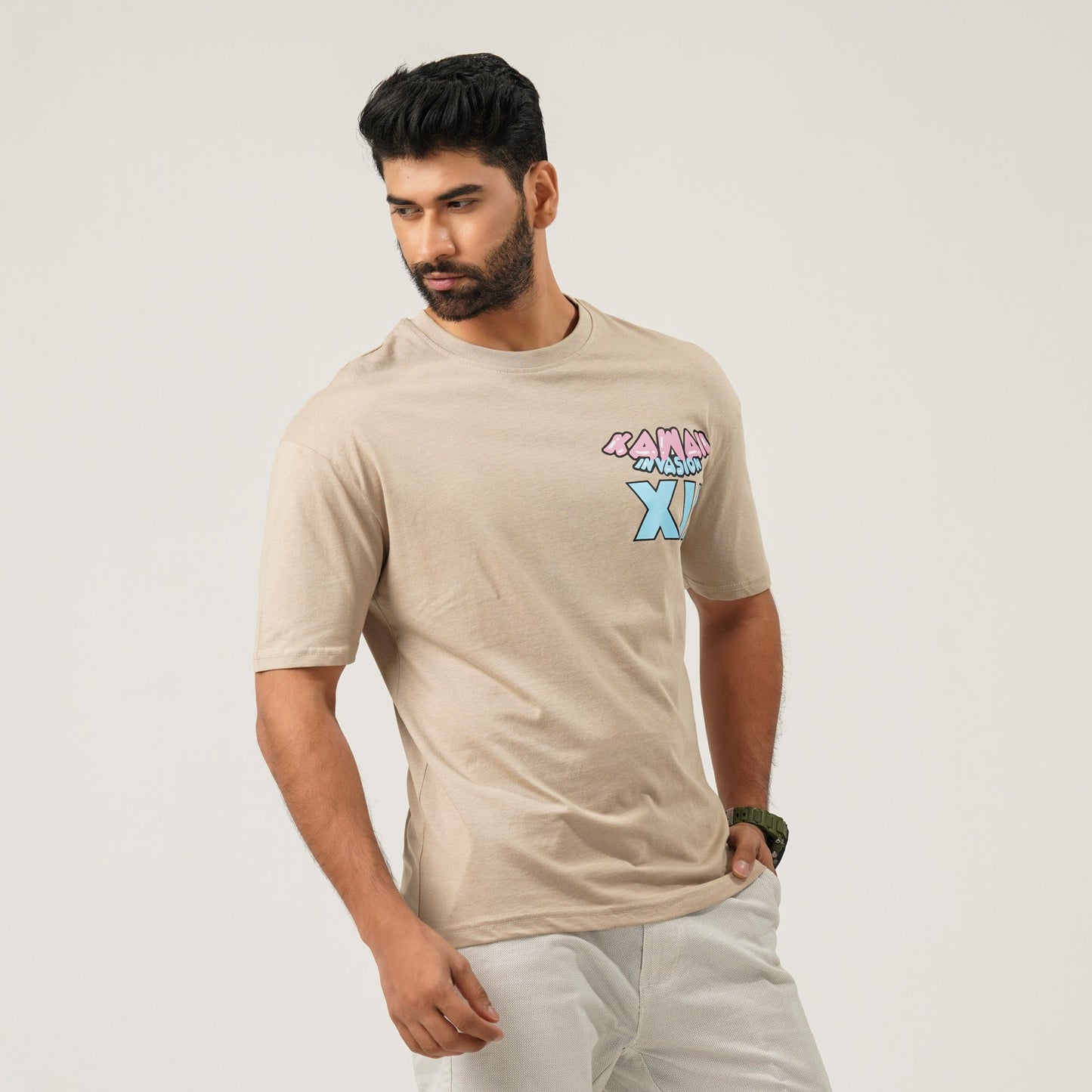 Men Oversize Beige T-Shirt