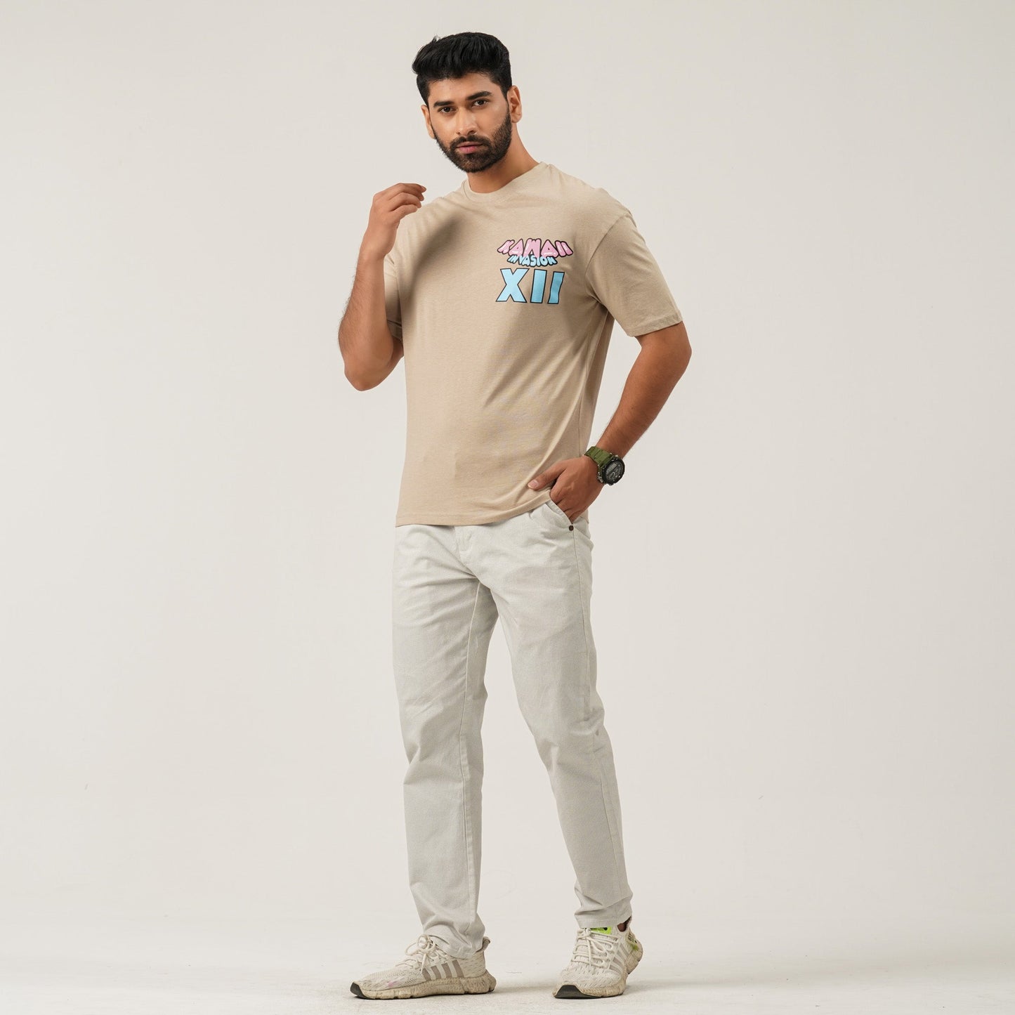 Men Oversize Beige T-Shirt