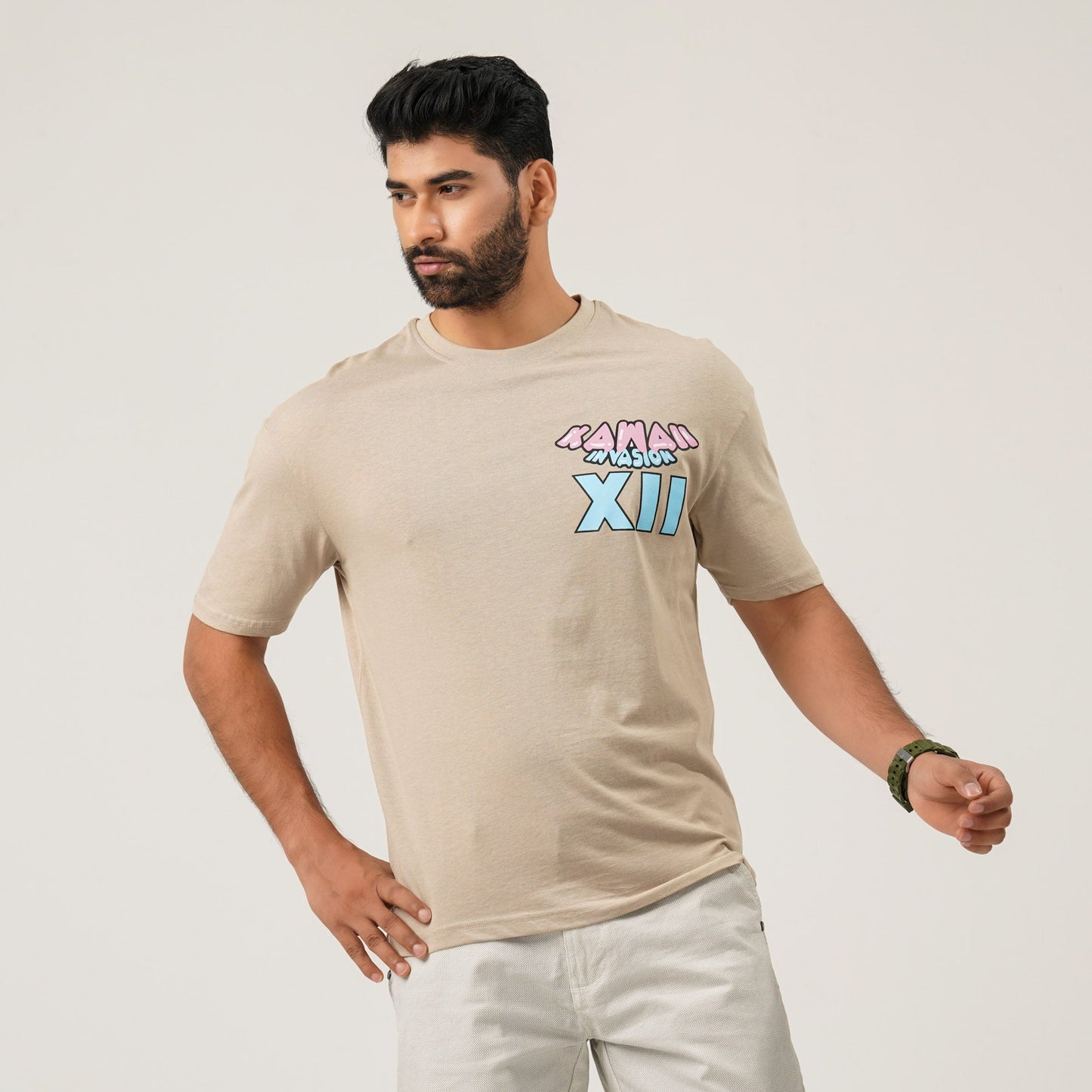 Men Oversize Beige T-Shirt