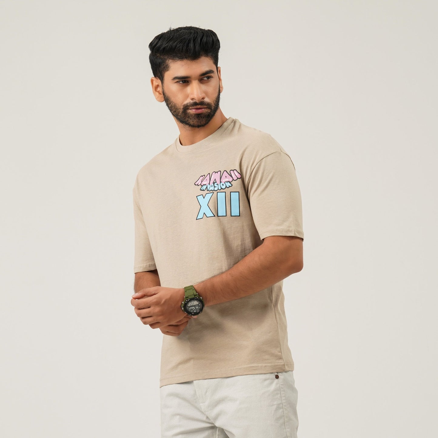 Men Oversize Beige T-Shirt