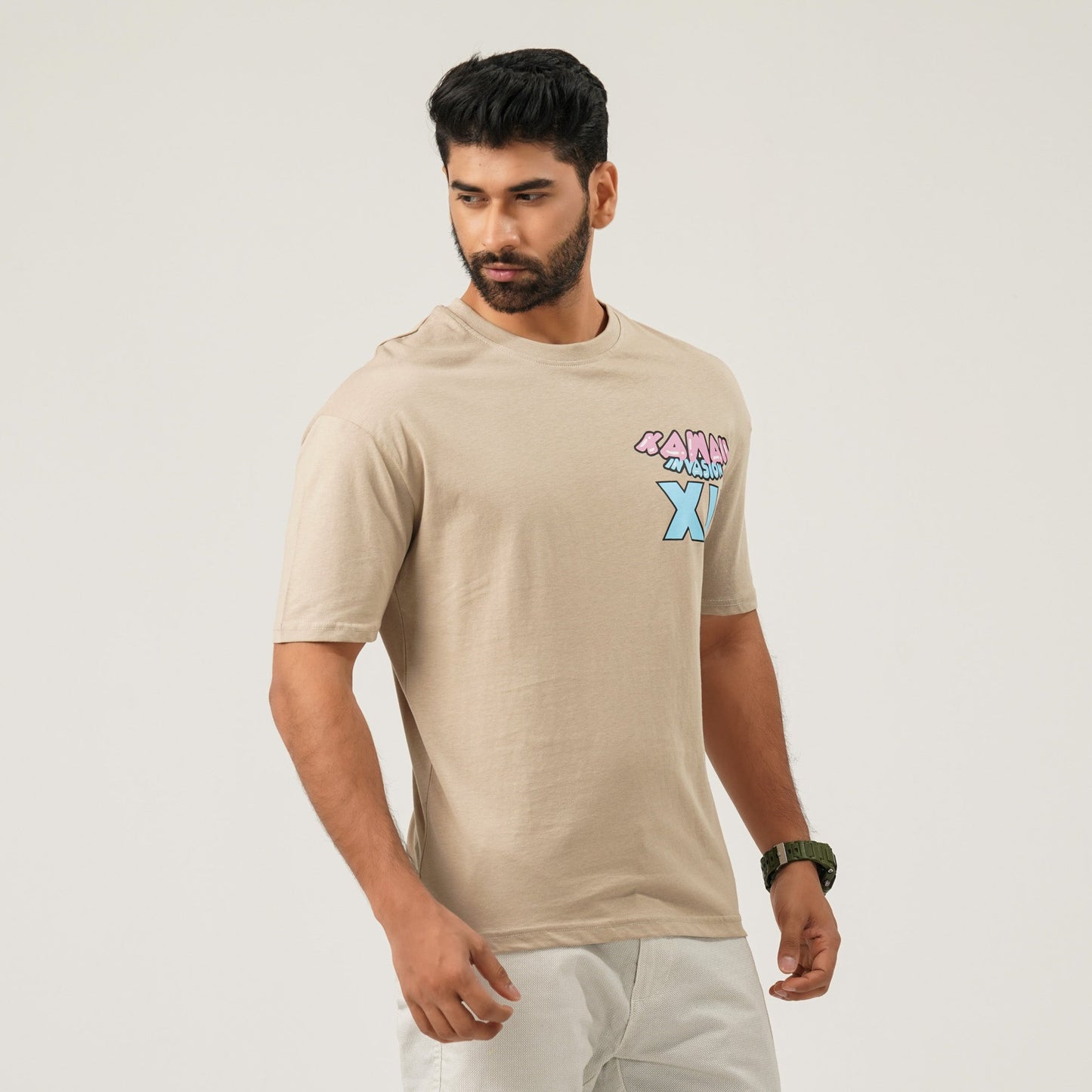 Men Oversize Beige T-Shirt