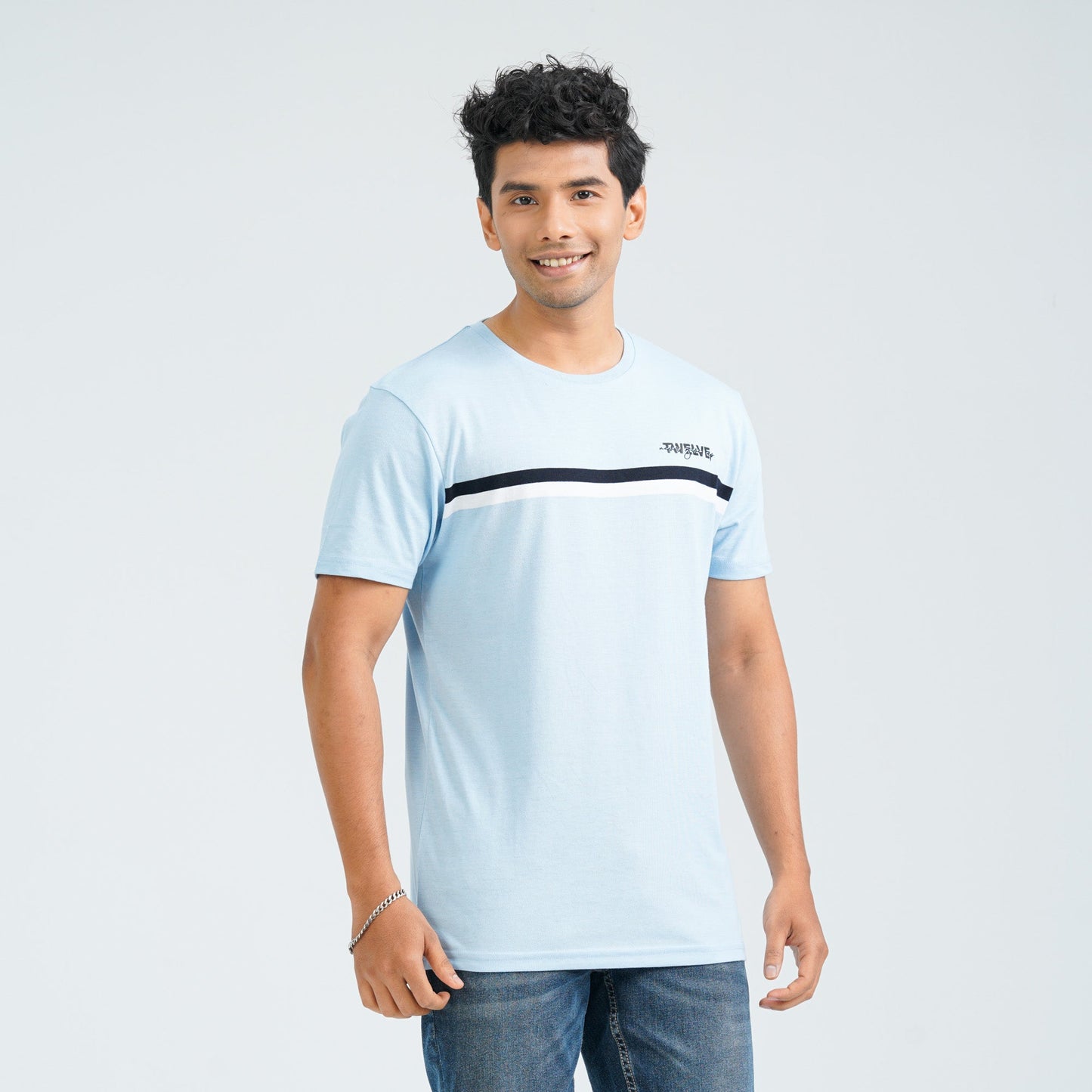 Men's Light Blue Cotton T-Shirt