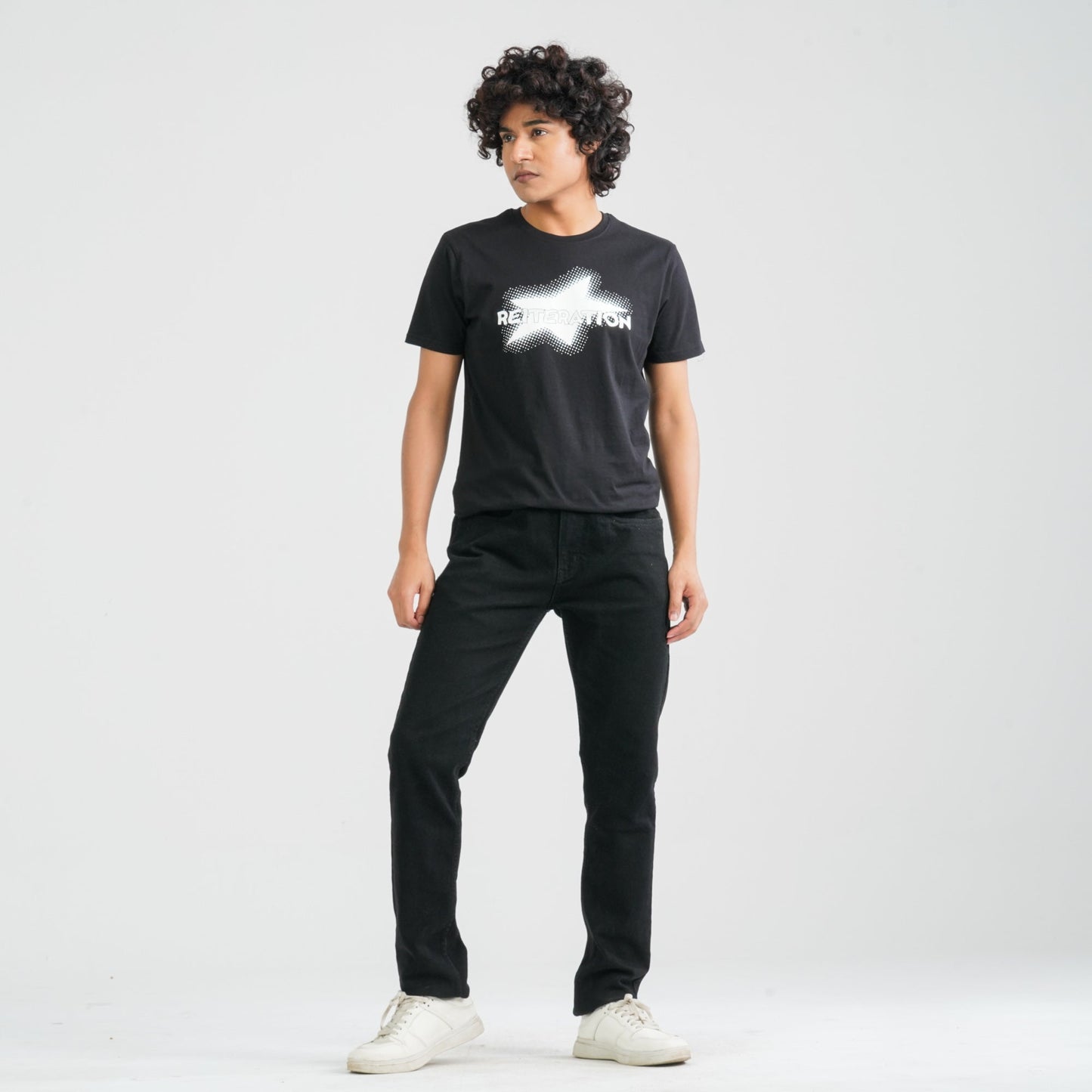 Men Black Cotton T-Shirt