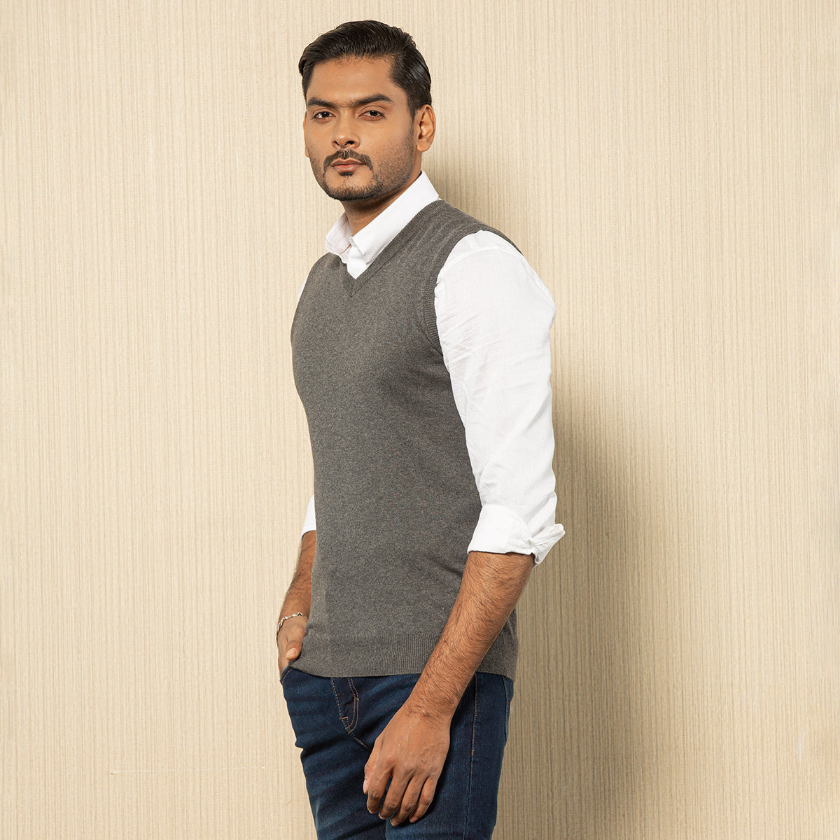 Mens Winter Vest- Grey Melange