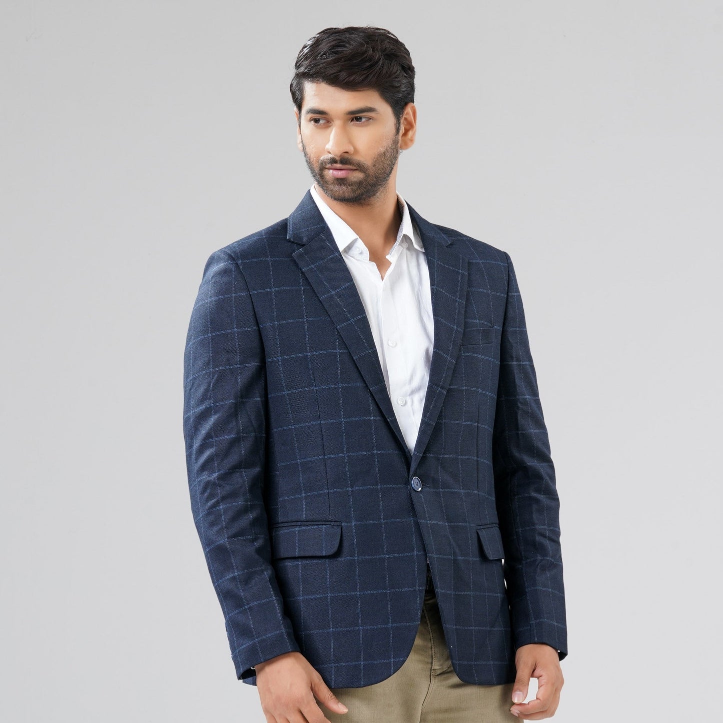 Mens Navy Check Blazer