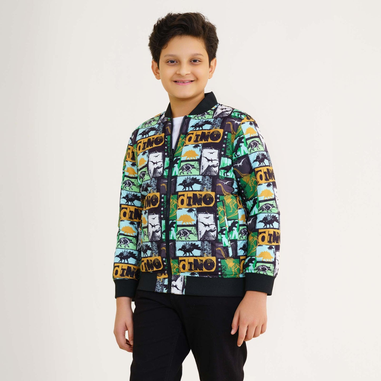 Boy's Mustard Printed Bomber Jacket