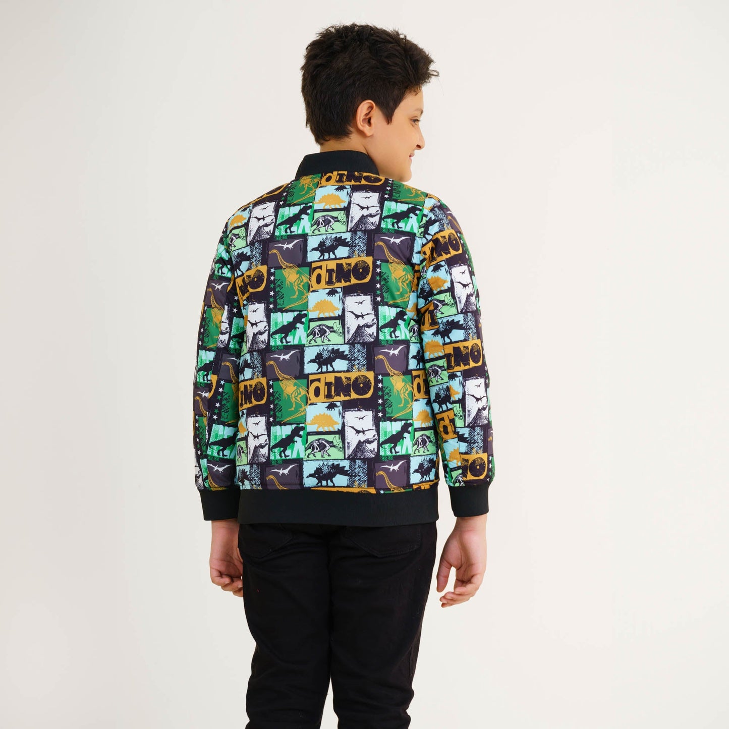 Boy's Mustard Printed Bomber Jacket