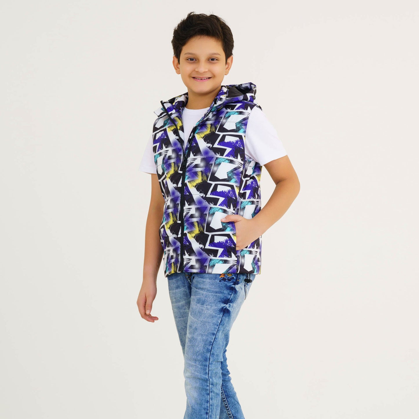 Boy's Blue Printed Husky Jacket