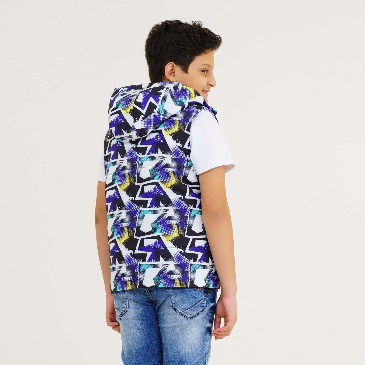 Boy's Blue Printed Husky Jacket