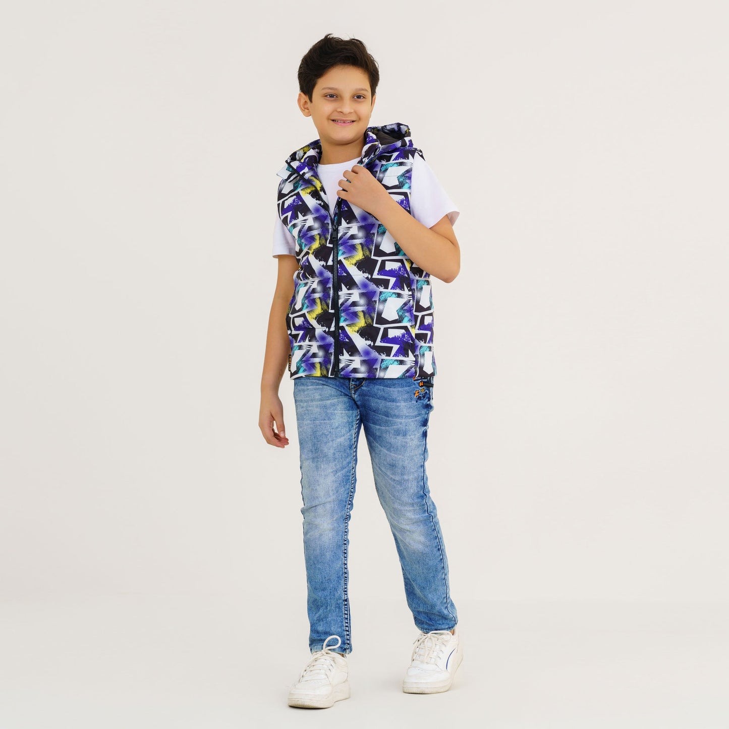 Boy's Blue Printed Husky Jacket