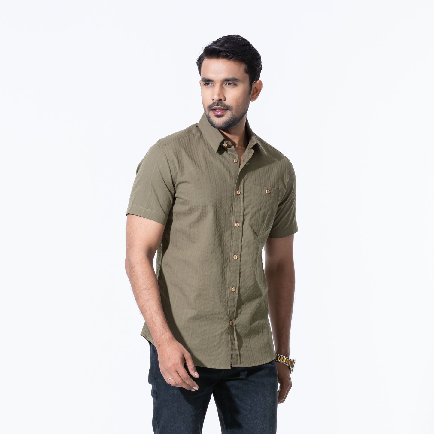 Mens Olive Casual Shirt
